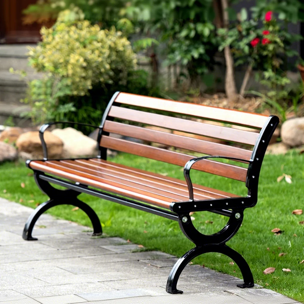 #Modern Durable Metal Garden Chair with Armrests Eco-Friendly Waterproof Outdoor Furniture for Hotels Villas Parks & Courtyards