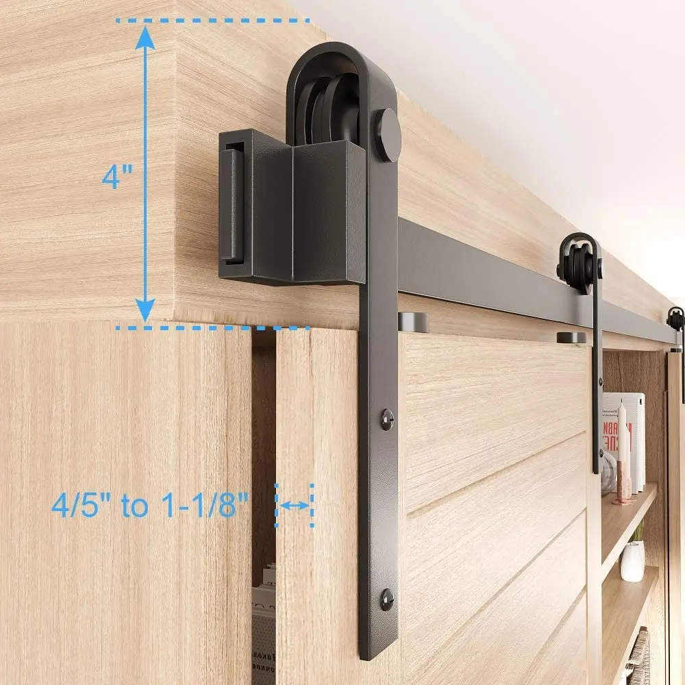 Imagem -03 - Lwzh 2.58ft Interior Super Mini Deslizante Barn Door Hardware Black Roller Rails Armário Armário Armário Kit Armário de Armazenamento j em Forma