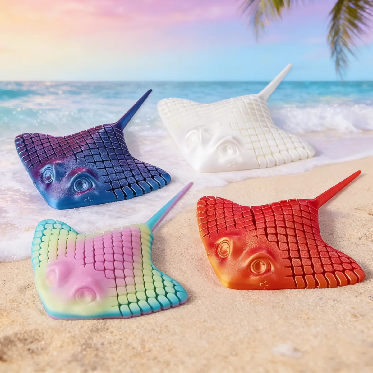 2Pcs Of 3D Printed Articulated Manta Ray Fidget Toys, Flexible Desk Decor, Stress Relief Gifts For Kids And Adults