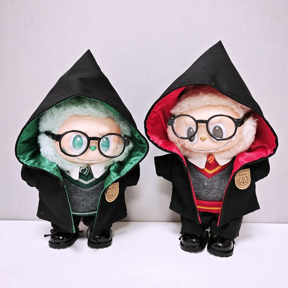 17 cm Labubu Poppenkleertjes Halloween Kostuums Outfit Magische Cape Dress Up Pop Accessoires Zitten Feest Veranderende Jurk Spel Speelgoed