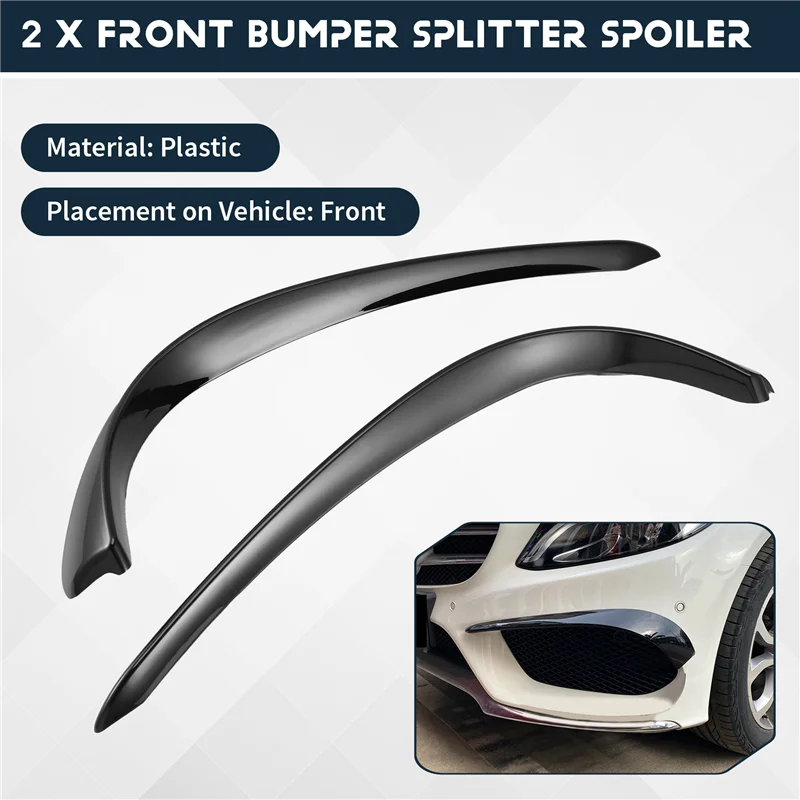 

QB-Car Front Bumper Spoiler Splitter Cover For Mercedes-Benz C-Class W205 2015-2019 C200 C43 AMG