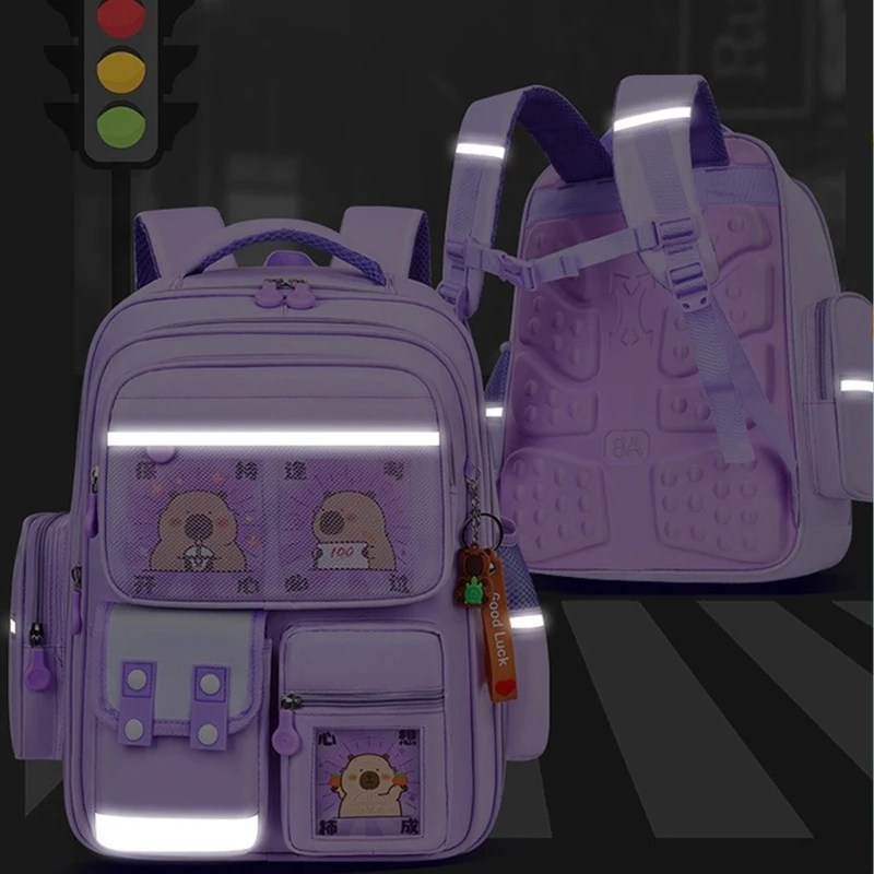 Leichter Capybara-Rucksack, atmungsaktiv und geräumig, Schultasche, modische Büchertaschen für Kinder mit ergonomischem Riemen