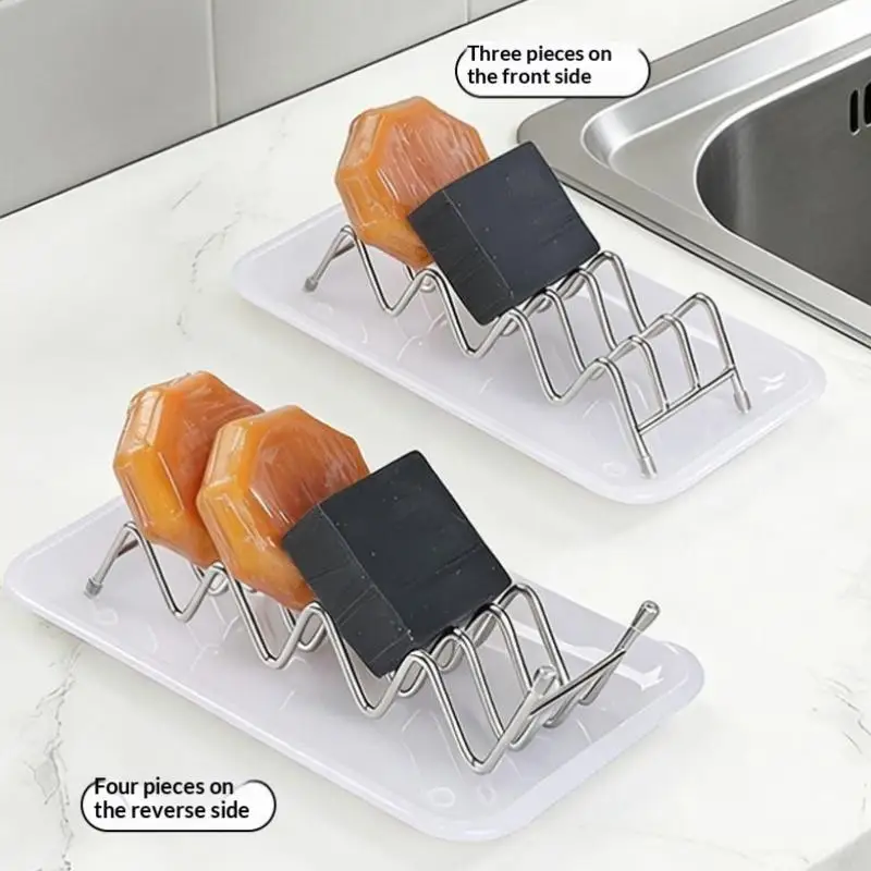 Stainless Steel Soap Rack Drainage Soap Tray Multifunctional Bathroom Storage Rack Draining Soap Case