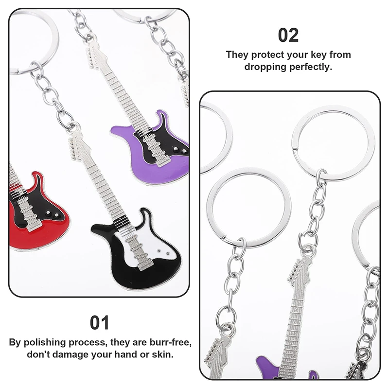 30Pcs Mini Metal Classic Electric Guitar Keychain Musical Instruments Pendant For Man Women Key Car Chain Guitar Key Ring