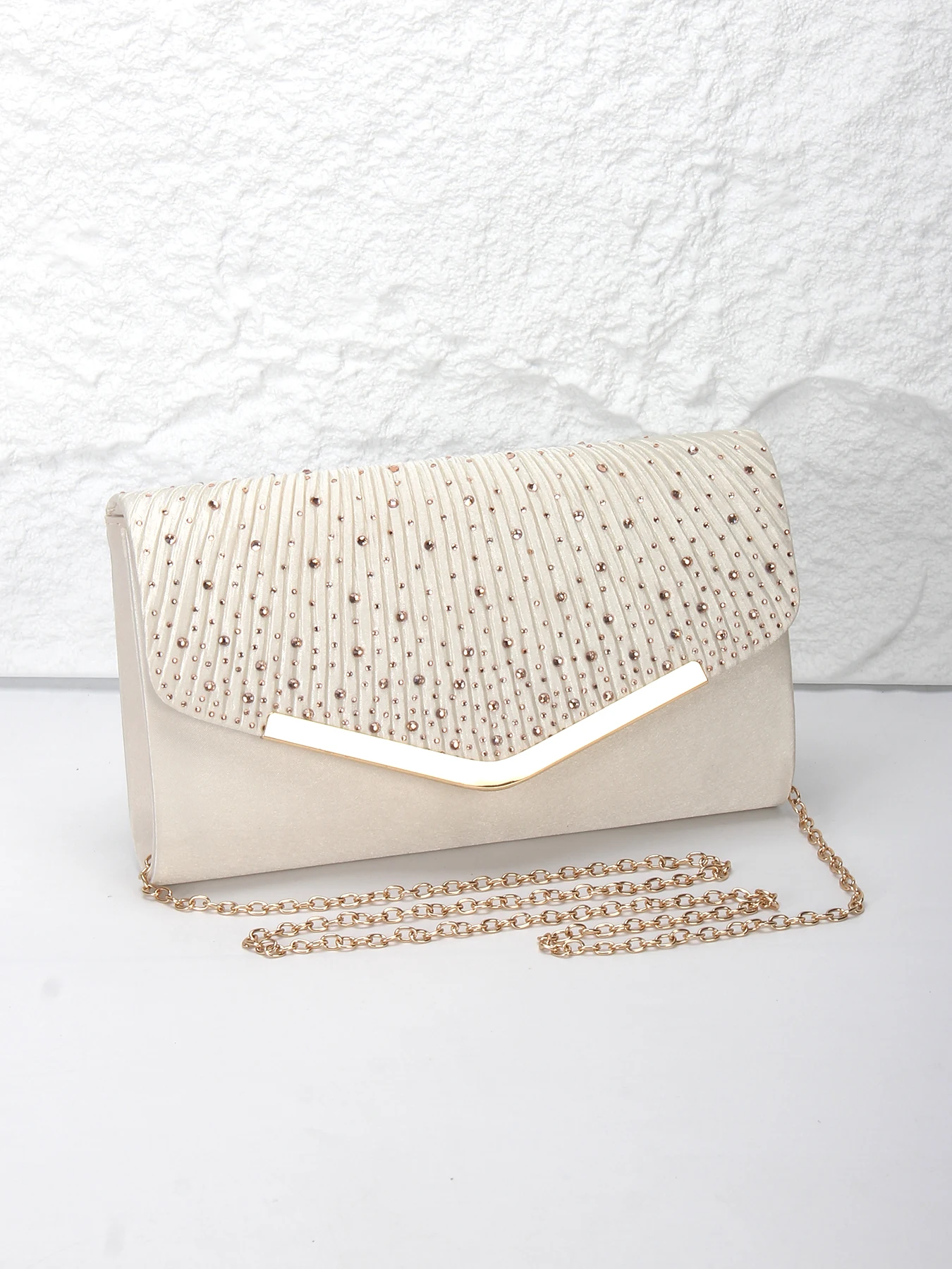 

Stylish Pleated Rhinestone Women's Evening Clutch, Envelope Clutch, Clutch Bag, Wallet, Versatile Chain Shoulder Bag