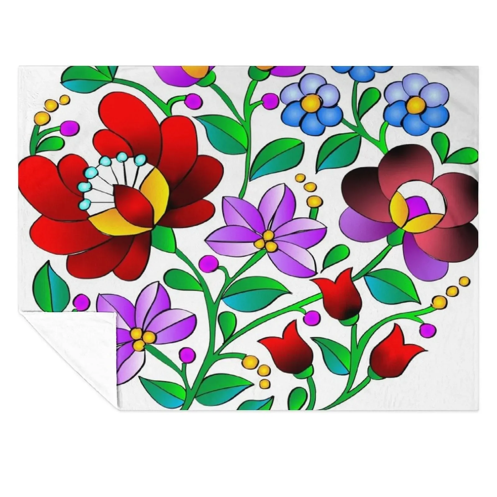 

Traditional hungarian pattern from Kalocsa (white) Throw Blanket Blankets For Bed sofa bed Designers Thin Blankets