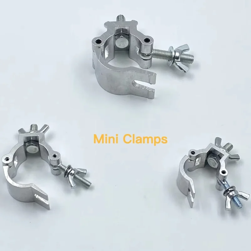 Aluminum Alloy Clamp Mount Tube Mini Clamp Stage Truss Lighting Clamps Round Pipe Lock Hook Couplers Small Brackets Silver Clamp