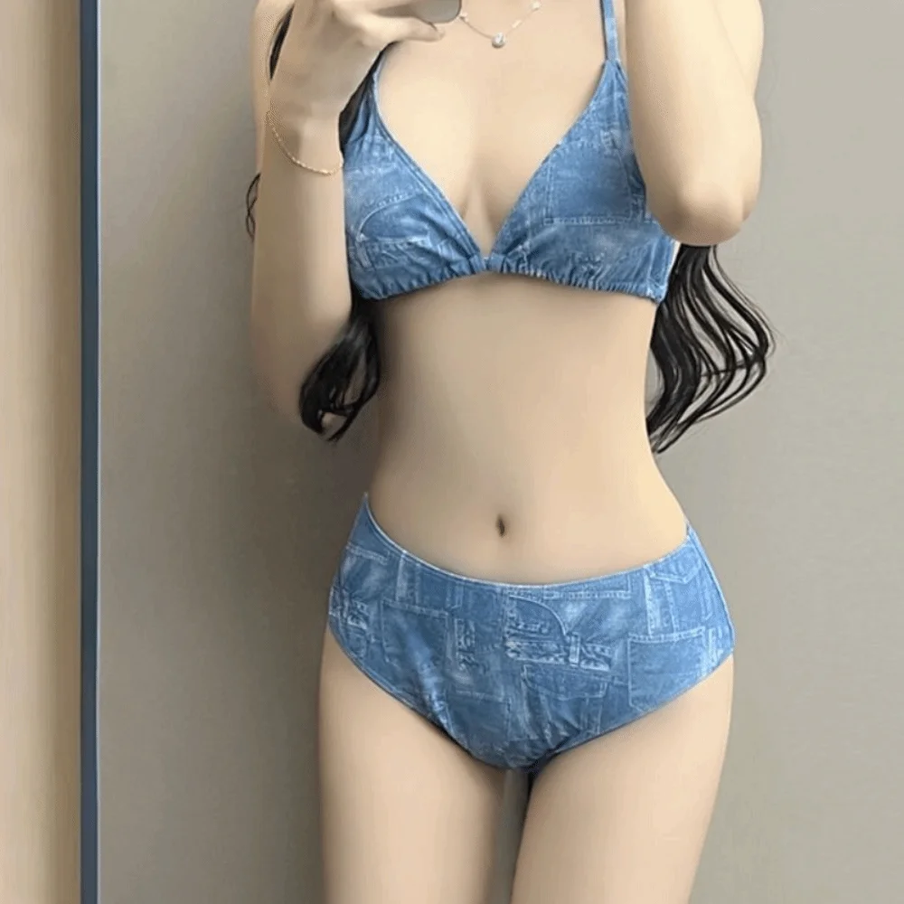 Trendy Sexy Design Halter Neck Bikini Split Bikini Halter Neck 4-Piece Set Long Sleeve Slimming Fit Two-Piece Bikini Vacation