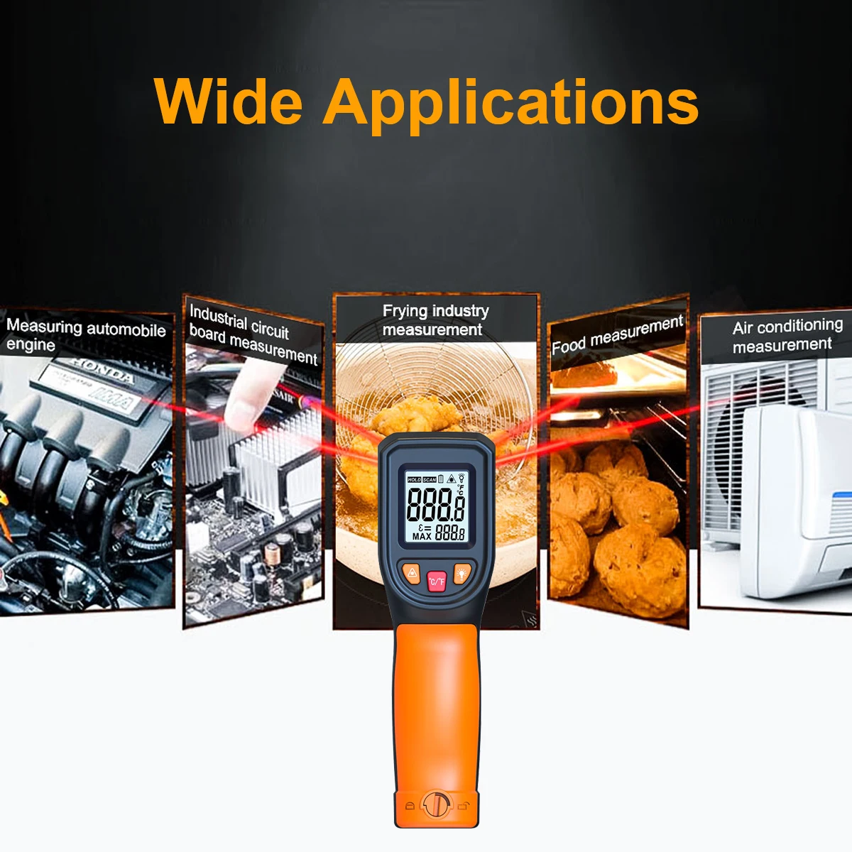 ميزان الحرارة بالأشعة تحت الحمراء عدم الاتصال ميزان حرارة الطعام بندقية ميزان الحرارة المنزلية الرقمية لأدوات الطبخ المطبخ 600 ℃ #4