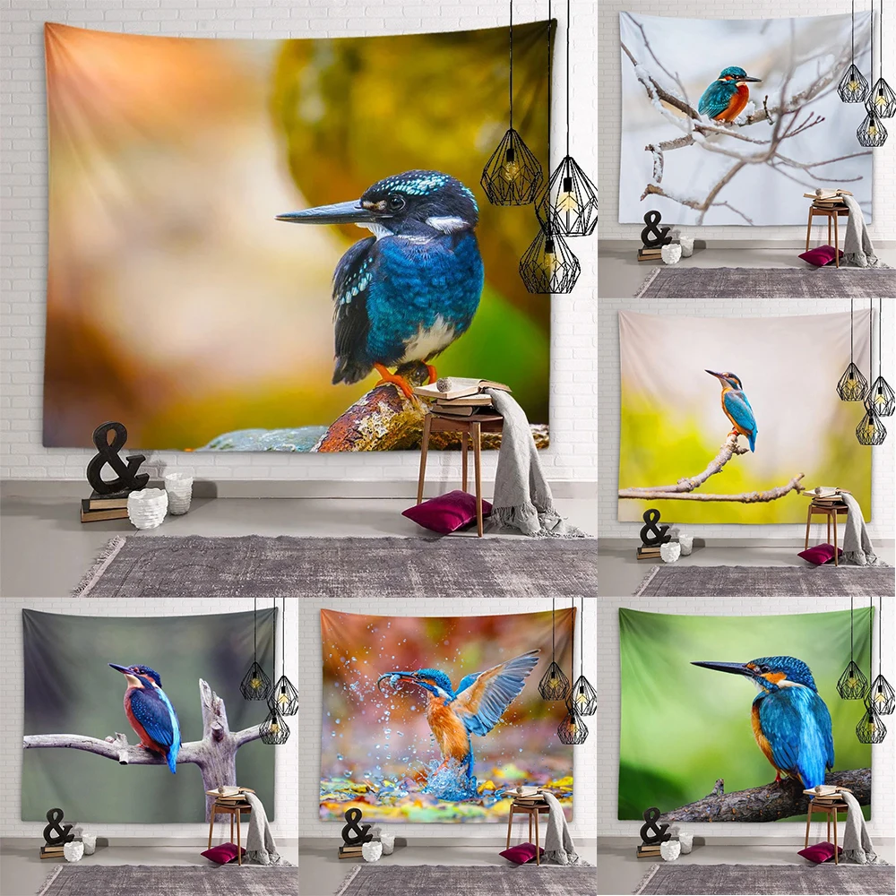 Kingfisher pattern tapestry home decoration hanging cloth living room bedroom dormitory room wall background cloth