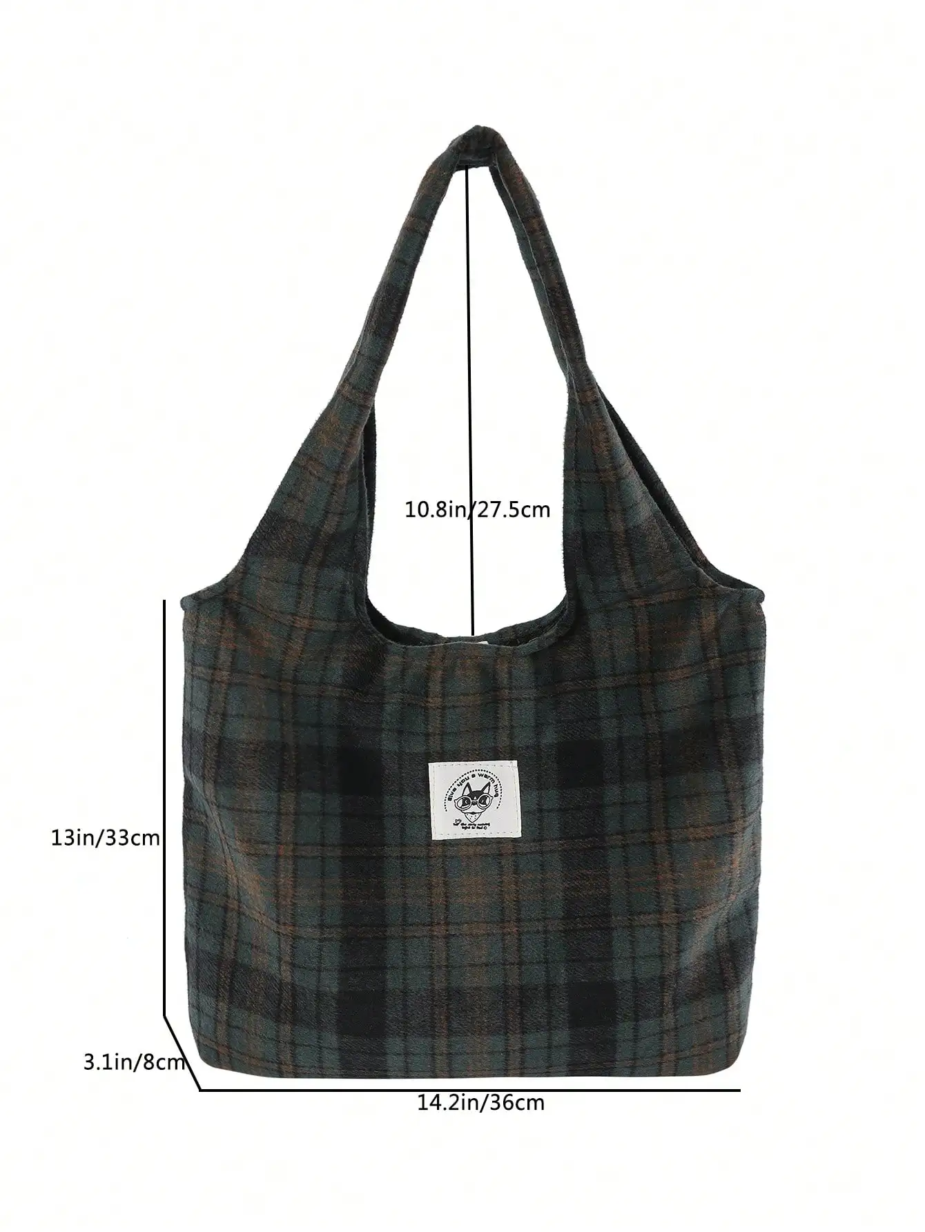 Lässige Retro-Karierte Tragetasche Große Kapazität Tragbare Tasche Weiche und Langlebige Canvas-Schultertasche Geeignet für Tägliches Pendeln – Detail 1