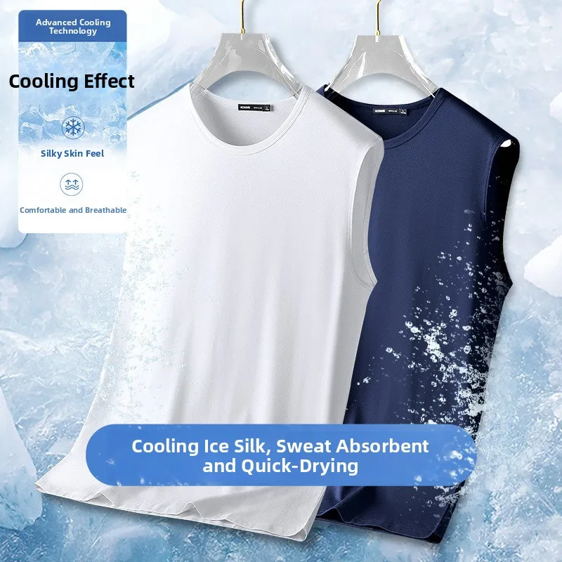 

Мужской жилет из модала из ледяного шелка, летняя тонкая свободная футболка с запахом, спортивная одежда с широкими плечами, уличная одежда