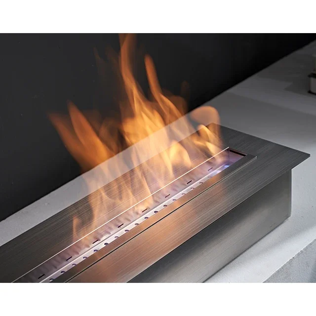Custom 1000mm Modern Smart Bio Alcohol Ethanol Fireplace | Stainless Steel Burner Firebowl Insert Indoor Fire