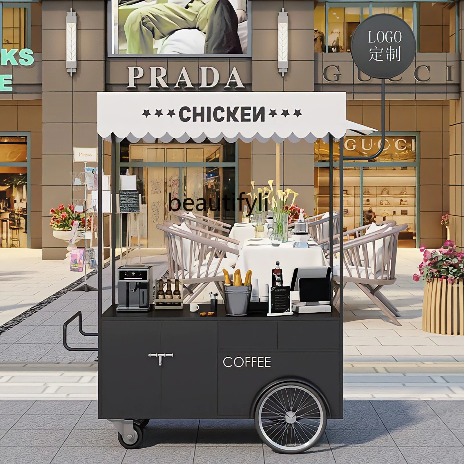

Outdoor night market stall trolley mobile stall square float shopping mall store drainage promotional car