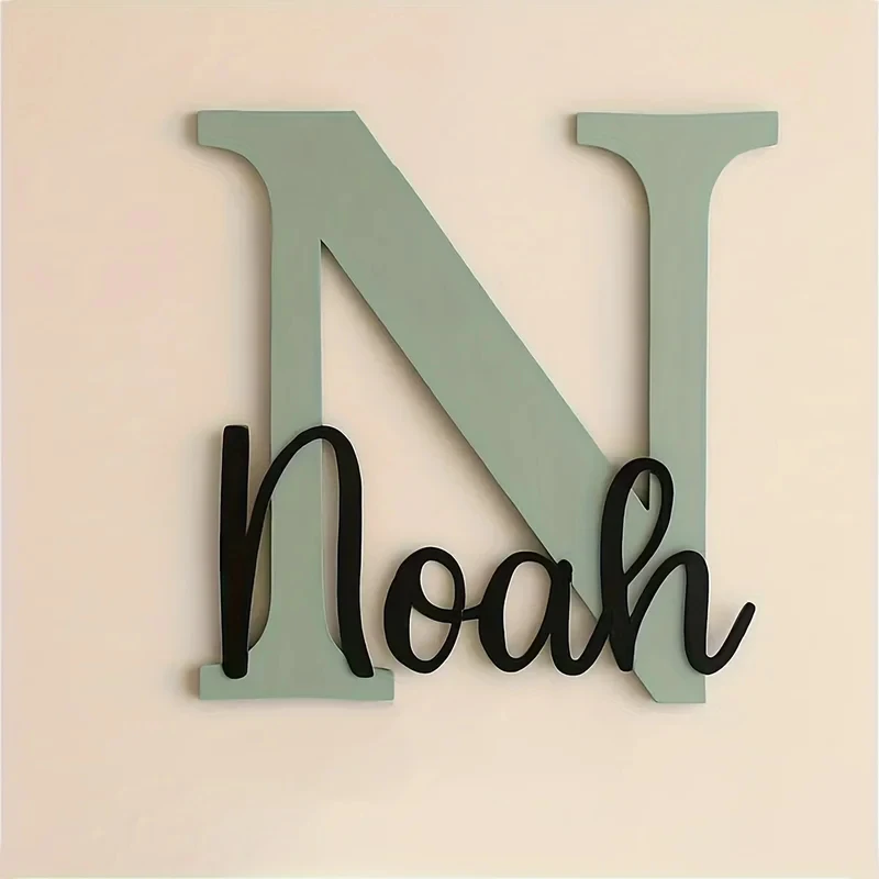 Wooden Name Plate for Children's Room - Customized Door Sign with Baby's Name Ideal Gift for Birth Baptism Wall Decor