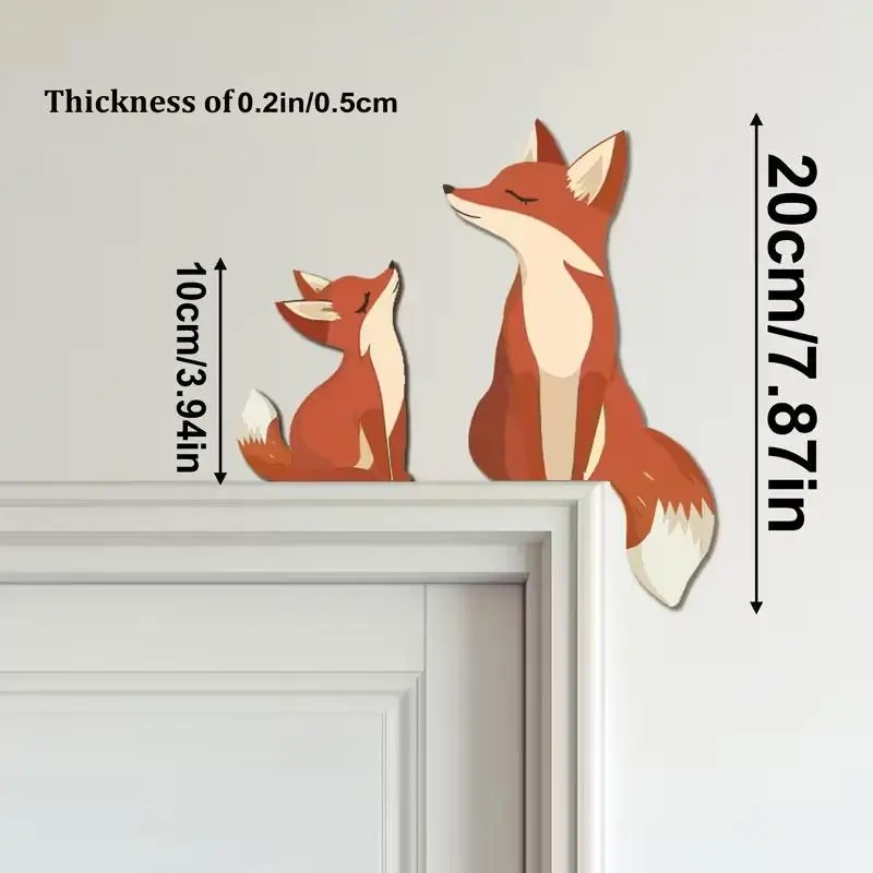 2 ديكورات فنية جدارية خشبية على شكل ثعلب لطيف، ديكورات باب ثعلب لطيف، ديكورات جدارية وزاوية، أغطية لوحات التبديل، ديكور المنزل #6