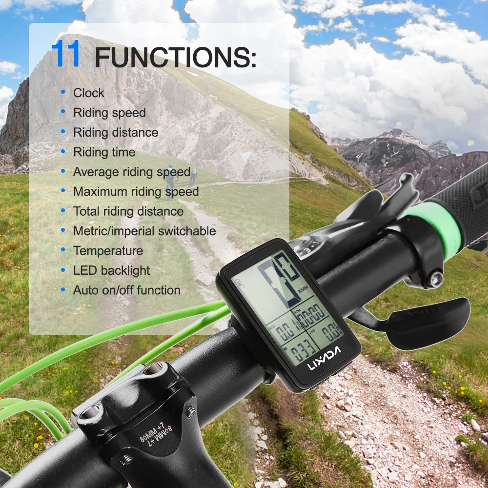 LIXADA Wireless Bike Speedometer Backlight USB Rechargeable Bike Cycling Computer Bicycle Speed Meter Odometer Bicycle Computer