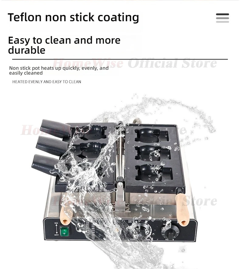 LX Electric Cartoon Kitty Cat Waffle Machine 1800W Open Mouth Kitty Shape Taiyaki Machine Ice Cream Waffle Maker 110V 220V