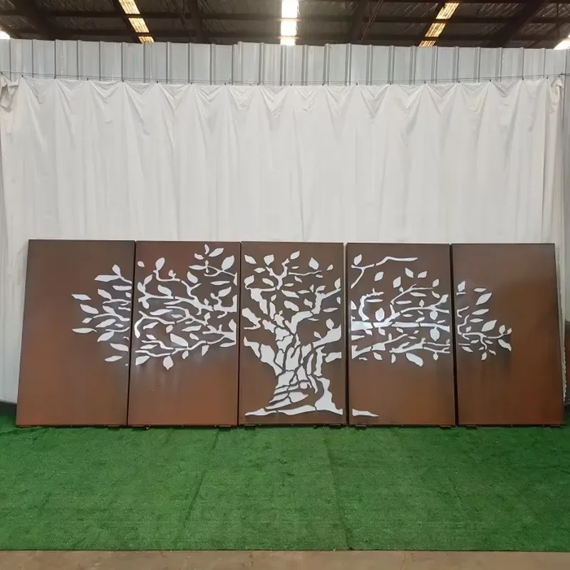 Wholesale Contemporary Garden Metal Landscape Corten Steel Divided Screen Panel Rusty Color Coating Cut Privacy Fence