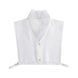 Accesorio para mujer, blusa media camisa con cuello falso malla con volantes extraíble, envío directo