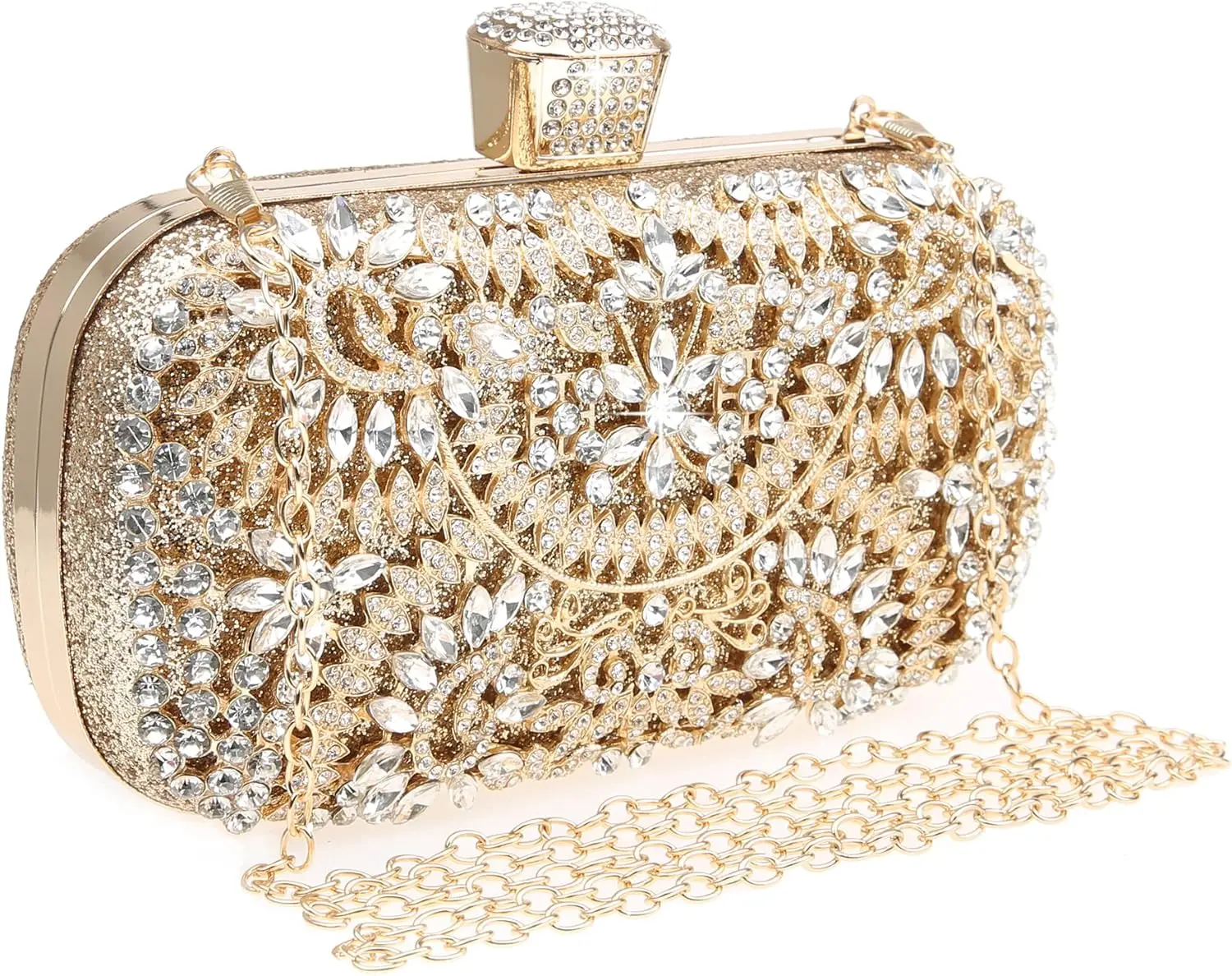 

Sparkly Rhinestone Clutch Bag for Women – Crystal Bridal Purse with Glitter Sequin, Detachable Chain Wedding Party Handbag