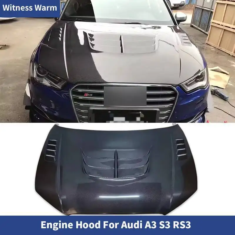 Real Carbon Fiber Motorhaube Für Audi A3 S3 RS3 Limousine Fließheck 2013-2019 Vorne Motorhaube Vent Abdeckung