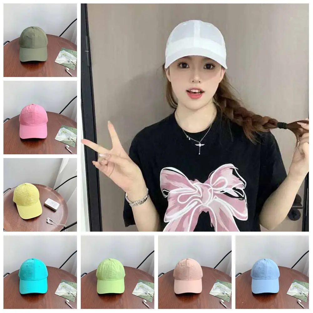 

Versatile Korean Style Quick-Drying Baseball Cap Anime Solid Color Solid Color Sun Hat Cotton Baseball Hat Peaked Cap Sports
