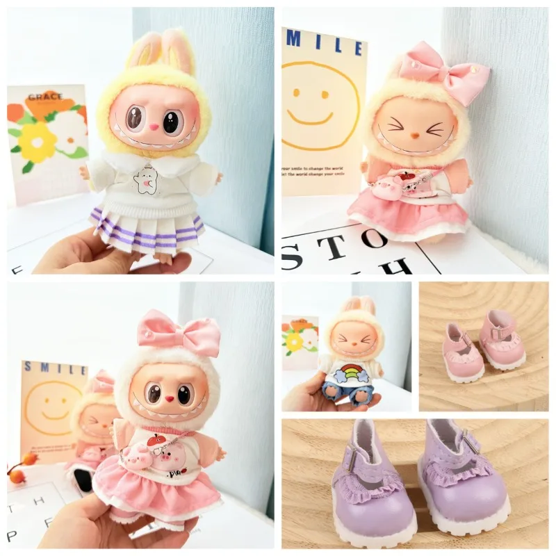 

【Только одежда】Кукольная одежда LABUBU 17 см, комплект радужной футболки для слепых коробок, сидячая вечеринка, серия 1-3