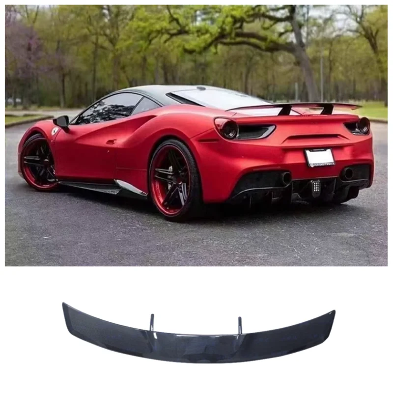 GTB Style Fits For Ferrari 488 2015-2019 High Quality Carbon Fiber Car Rear Bumper Trunk Lip Spoiler Wing