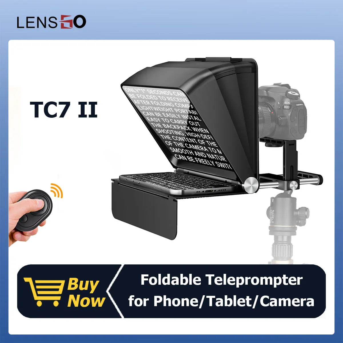 LENSGO TC7 II Foldable 7.9 inch Tablet Teleprompter Portable Prompter Reader for Phones Cameras Recording