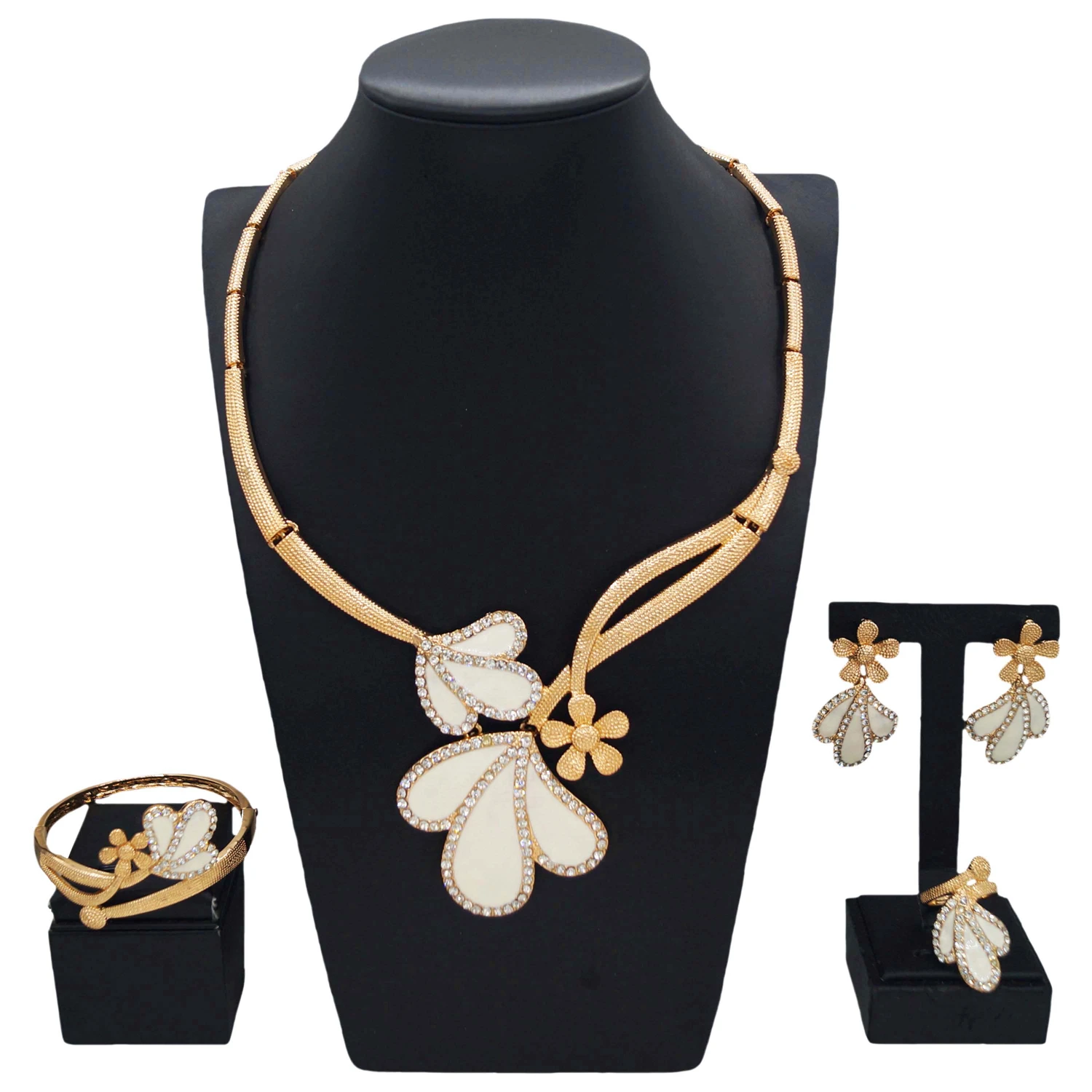 Yulaili's latest fritillary Diamond Jewelry set Flower elements Sweet romantic Nigerian ladies party jewelry wedding 4-piece set