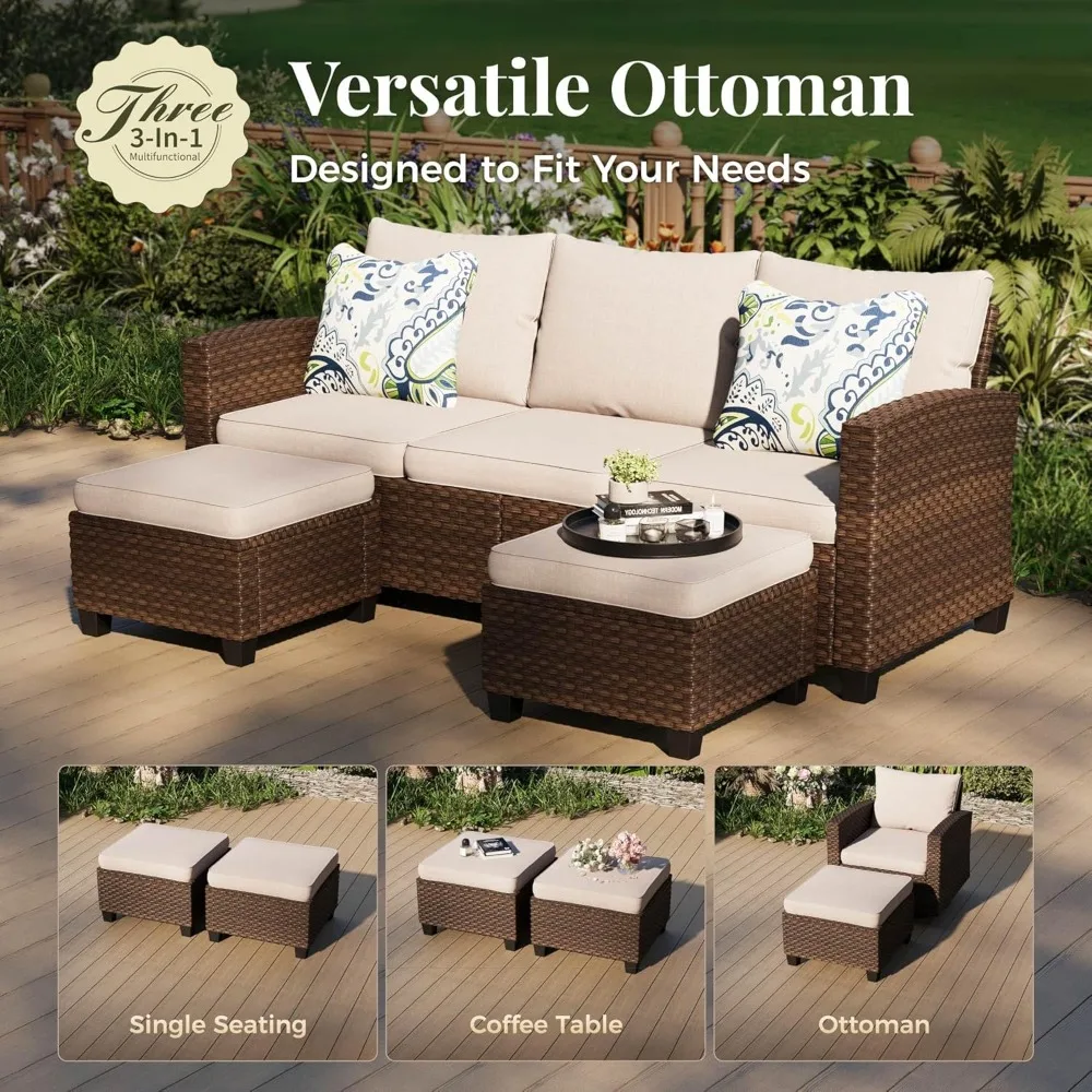 Terrassenmöbel-Set, 8-teiliges Outdoor-Freizeitset aus Rattan