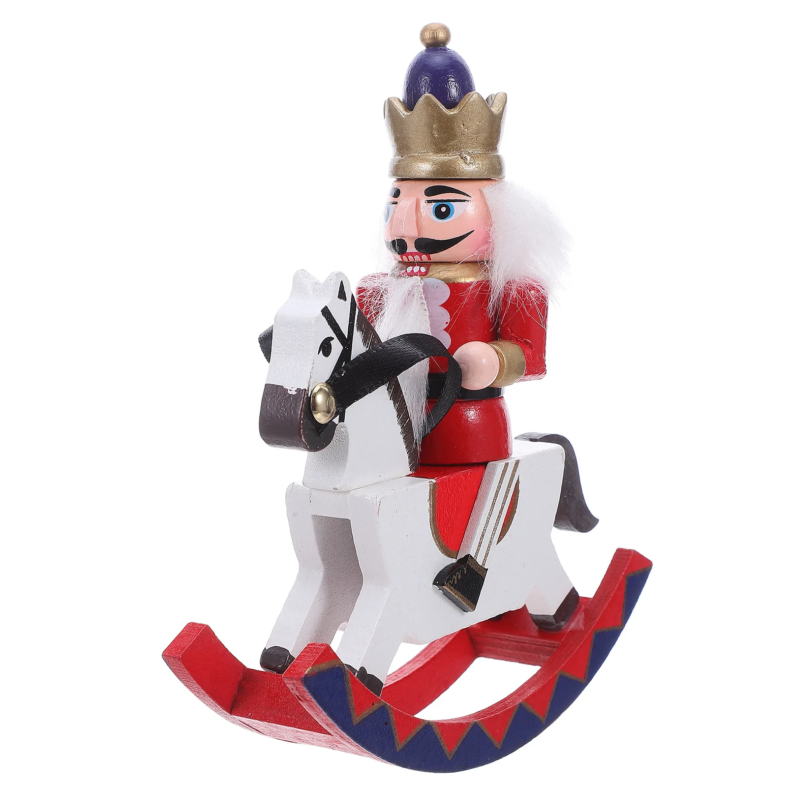 

Charming Rocking Horse Nutcracker in Wood - Fine Carved Christmas Decor for Shelf Desk Window Sill Xmas Home Accents