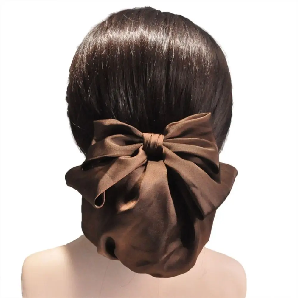 

Fashion Large Bowknot Spring Clip Ribbon Korean Style Bun Snood Headwear Ponytail Clip Hair Net Cover Bank