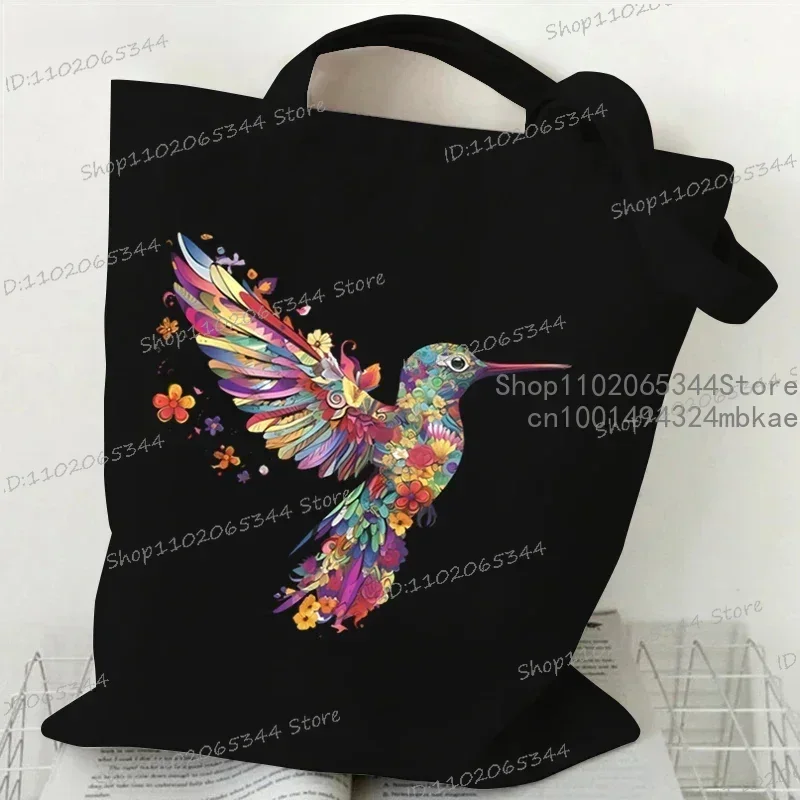 Floral Hummingbird Women\'s Fashion Shoulder Bag Animal Bird Lover Student Tote Bag 2024 New Canvas Trendy Lady Commuter Handbag