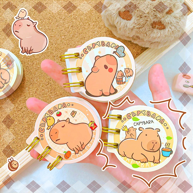 kawaii Stationery office supplies Portable mini notebook cute capybara journal Diary school notebooks for kid Notepads for notes