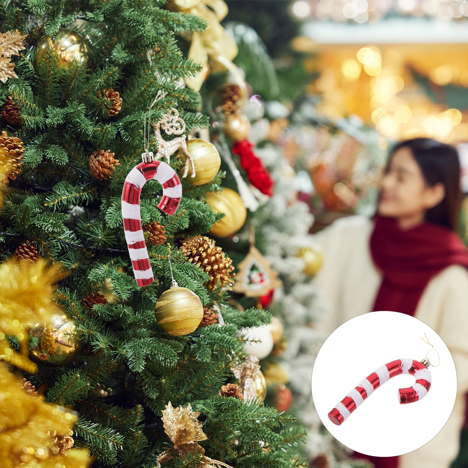 

6 Pcs Christmas Decoration Set Decorations New Year Party Candy Cane Ornaments Hanging Tree Xmas