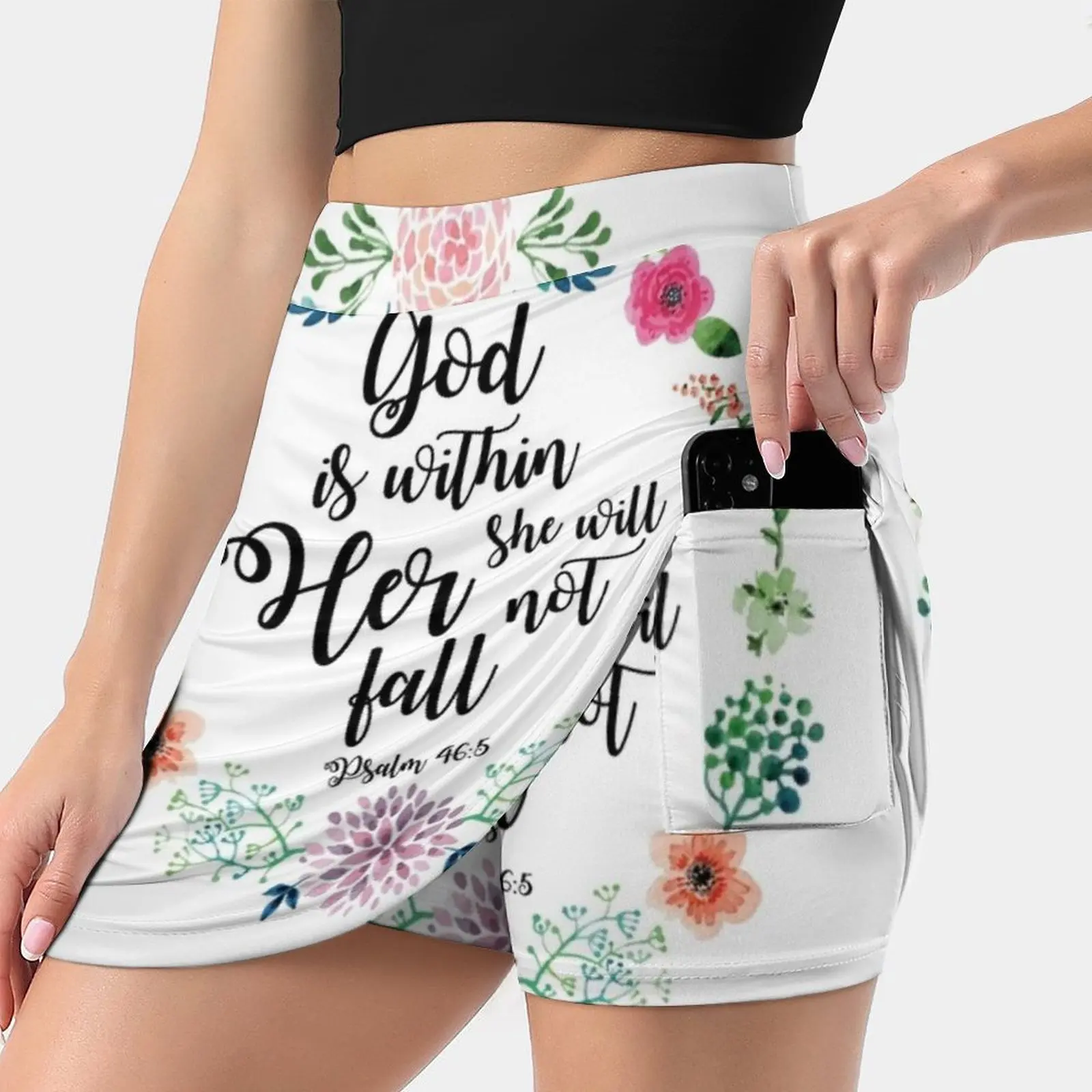 God Is Within Her She Will Not Fall Women's skirt Aesthetic skirts New Fashion Short Skirts God Bible Jesus Verse God Is Within