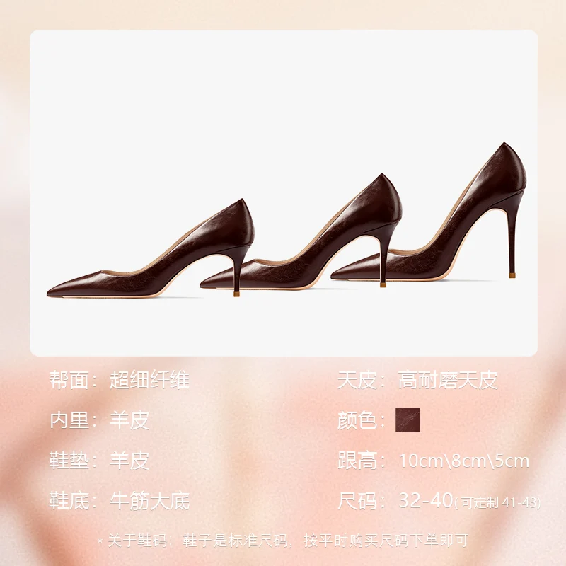 Autumn Women Sexy High Heeled Pumps Pointed Toe New Women's Office Stilettos Dark Coffee Ladies Elegant Mature Heel Shoes Spring