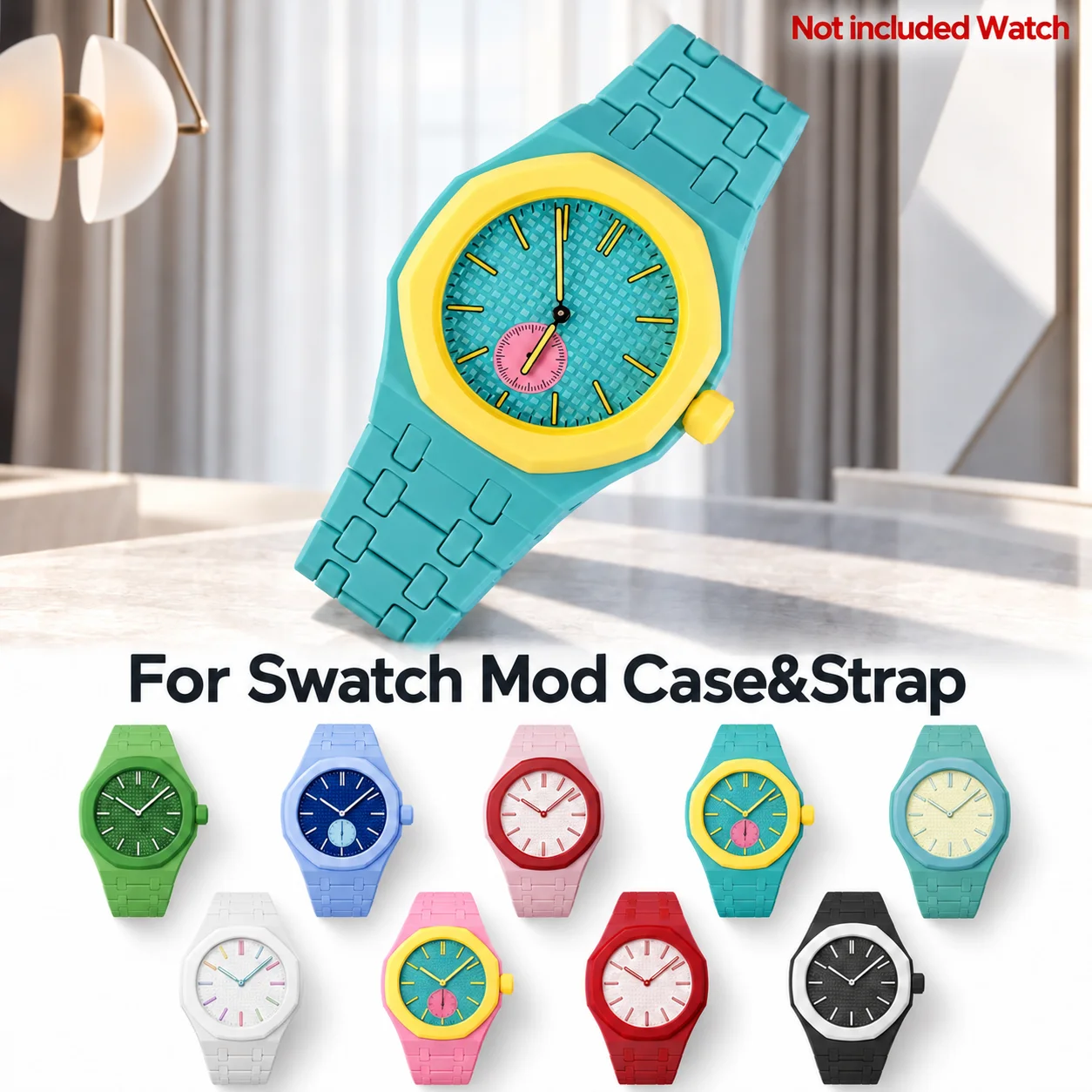 Solid color 3H&12H Bioceramics Modification Kit For Swatch Case Strap PocketWatch Changer To Wristwatch Mod Band Accessories