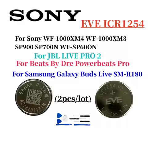 2Pcs/lot EVE ICR1254 battery 3.7V 60mAh For Sony WF-1000XM4 WF-1000XM3 SP900 SP700N WF-SP600N For Samsung Buds Live For JBL