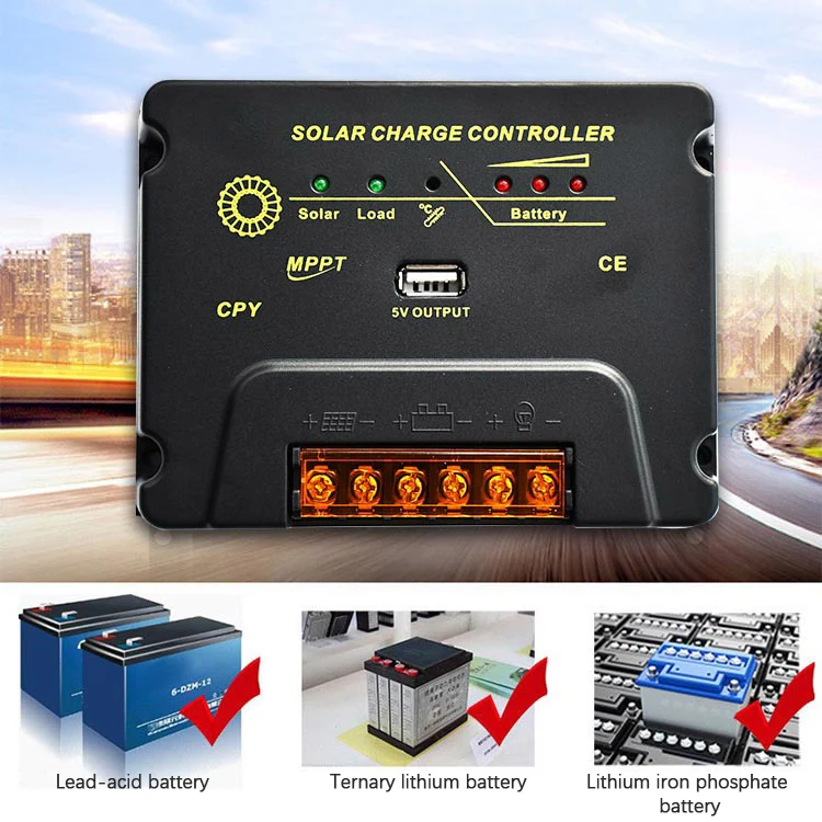 20A Solar Charge Controller 12V/24V Solar Panel Regulator with 5V USB Port MPPT Charge Controller for Lead-acid Battery/LiFePO4