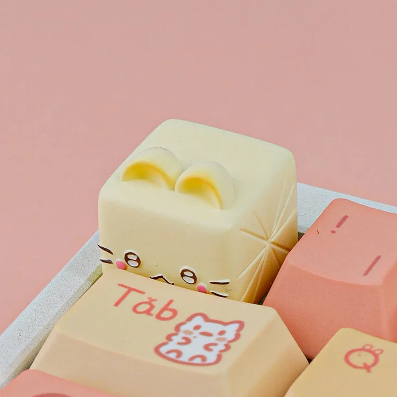 Mechanical keycap resin cute personality close meow boiled three-dimensional cross shaft cute pet custom key