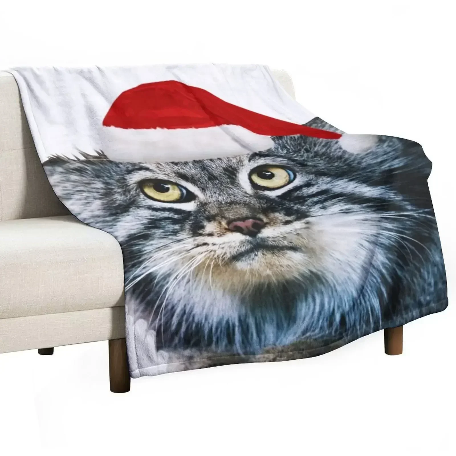 

Christmas Pallass Cat Throw Blanket Warm Plush Fuzzy Blanket for Living Room