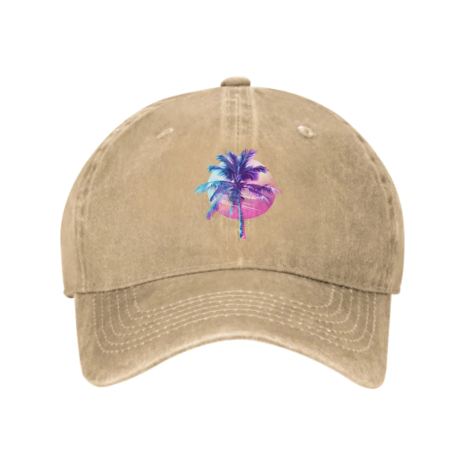 Palm Tree Baseball Cap Adult Denim Hat Pure Cotton Fashion Washed Cap Unisex Adjustable Streetwear Outdoor Sports