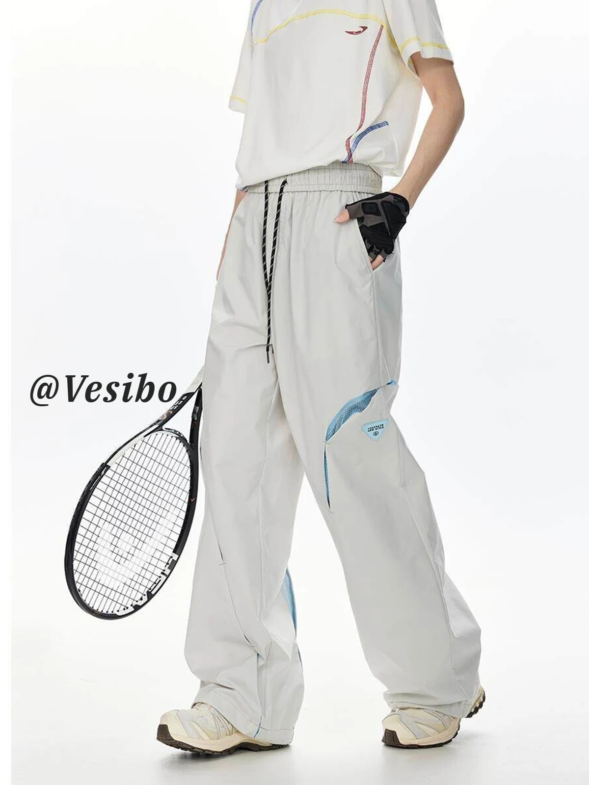 

Men's Breathable Sports Pants High Street Deconstructed Winter American Design Me Fce Wide Leg Casual Trousers