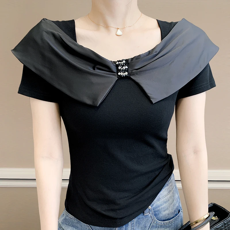 Fashion-Forward 2025 Summer Tops Women's Slim-Fit T-Shirts Chic Design Flattering Silhouette & Youthful Elegance