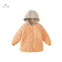 Dave Bella Children Girls Parkas Clothes 2023 Winter New Fashion Casual Hooded Coat Gentle Charm Cute Warm Outerwear DK4236984