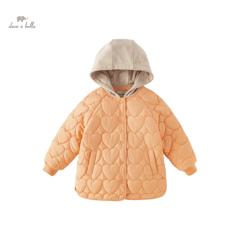 Dave Bella Children Girls Parkas Clothes 2023 Winter New Fashion Casual Hooded Coat Gentle Charm Cute Warm Outerwear DK4236984