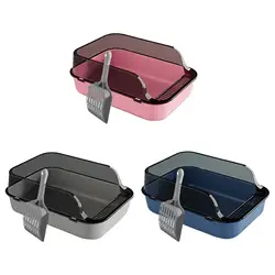 Open Top Cat Litter Box Removable High Sides Splashproof Cat Sandbox Semi Closed